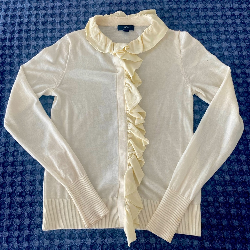 Jcrew- cardigan -100% merino wool- ivory color-